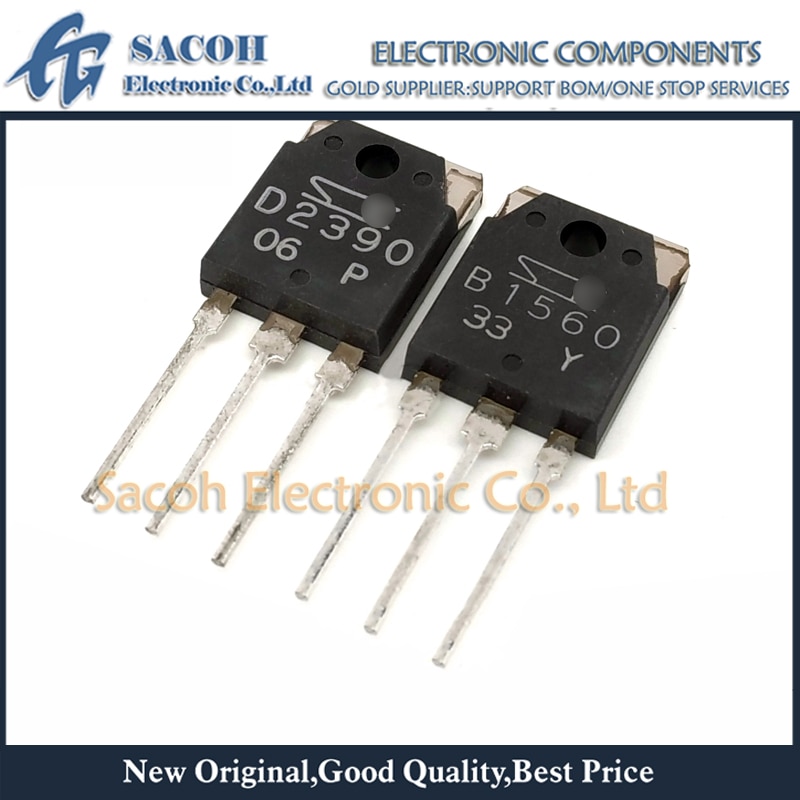 New original 5Pairs(10PCS)/Lot 2SB1560 B1560 + 2SD2390 D2390 TO-3P 10A 160V Silicon Darlington Power Transistors