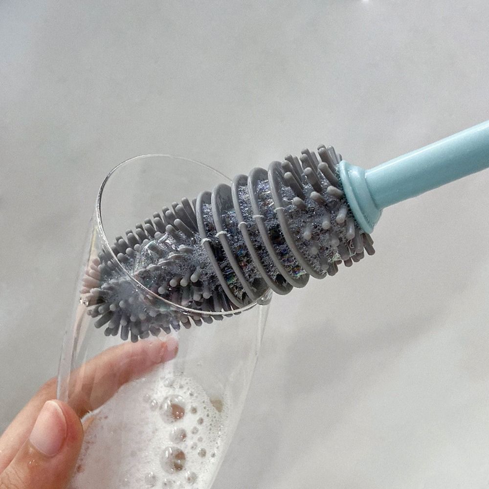 Silicone Milk Bottle Brush Cup Scrubber Glass Cleaner Kitchen Cleaning Tool Long Handle Drink Bottle Glass Cup Cleaning Brush