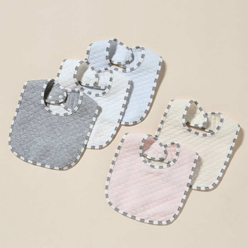 Upgraded Babies Bibs Absorbent Cotton Babies Bibs for Feeding & Teething Newborn Bibs for Babies Girls & Boys 5-Color