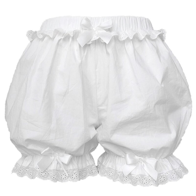 Fashion Maid Sweet Ruffled Lace Trim Shorts for Women Teens Girls Japanese Style Cosplay Bowknot Pumpkin Bloomers Pants M6CD