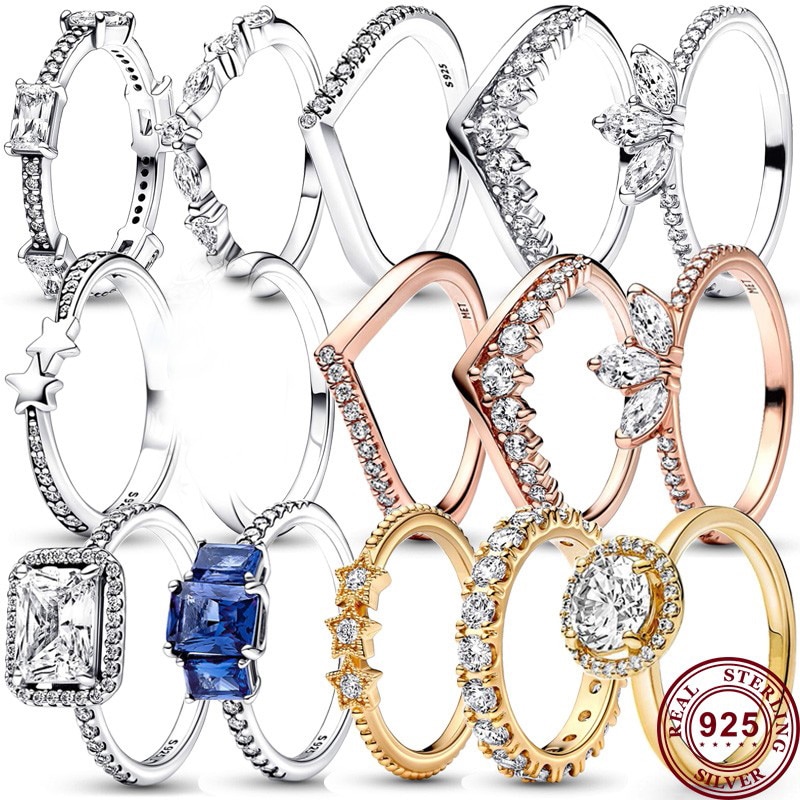 New Hot 925 Silver Meteor Glow Cross Wishing Bone Petal Specimen Women's Logo Ring For Original Gift High Quality Charm Jew