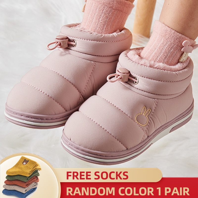 Cute Short Boots Winter Baby Girl Shoes Non-slip Plush Warm Home Shoes Girls Sneakers Indoor Boys Loafers Cotton Shoes