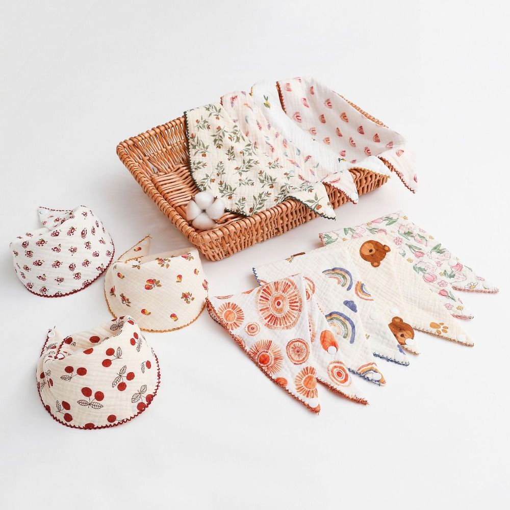 Cotton Gauze Baby Bibs Solid Color Infant Bib Newborn Burp Cloths Bandana Scarf for Newborn Boy Girls Feeding Saliva Towel