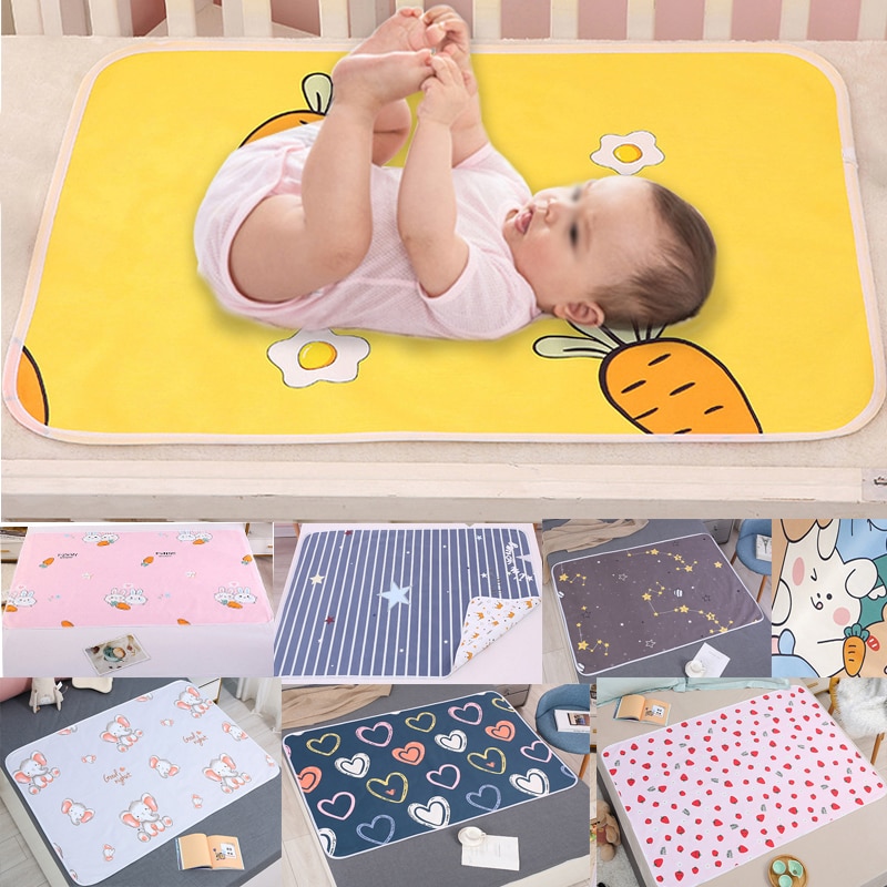 Baby Diaper Reusable Waterproof Cotton Changing Pad Cover Baby Diaper Mattress Newborn Print Changing Mat Floor Play Mats 0-3Y