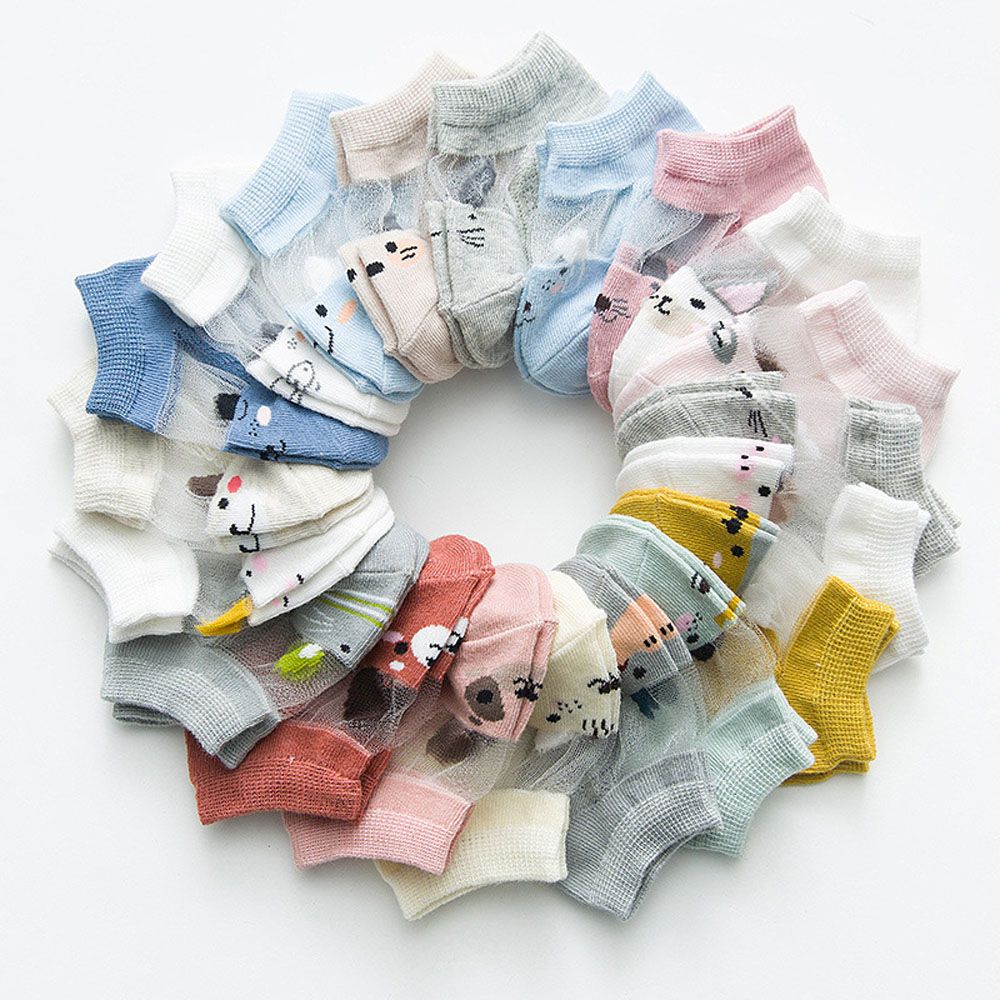 5Pairs Summer Mesh Newborn Socks Baby Cute Cartoon Breathable Infant Socks Thin Soft Cotton Boys Girls Casual Toddler Sock