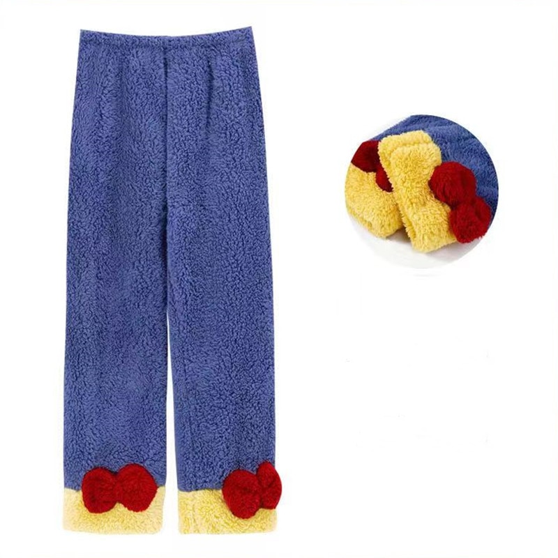 Winter Women's Flannel Pajamas Snow White Pajamas Thickened Loose Household Pants Warm Pants 2023 New Products