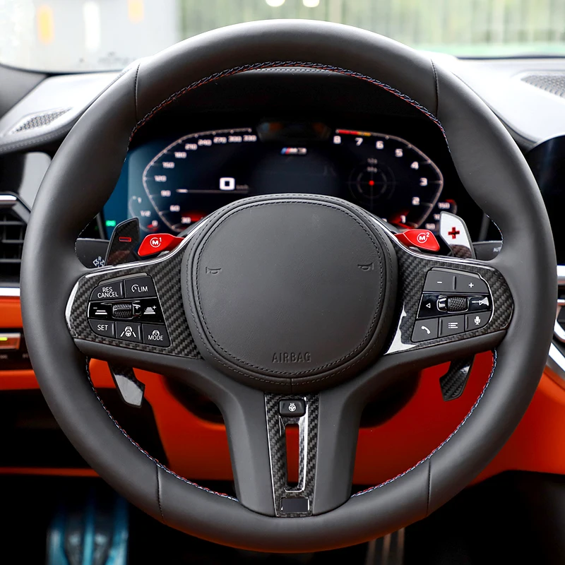 Real Carbon Fiber Steering Wheel Trim Cover Frame M Merformance For BMW G30 G32 G42 G14 G01 G02 G05