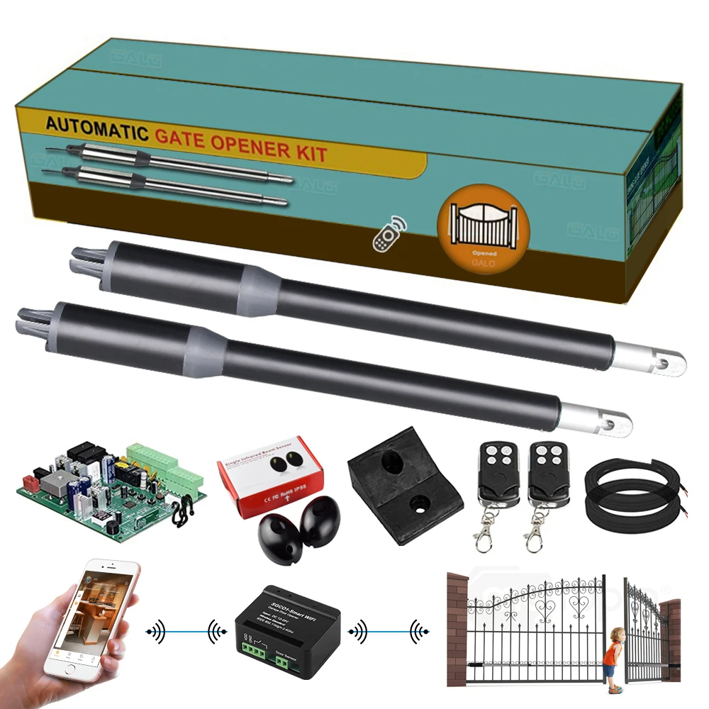 Gate Openers Linear Actuator DC Worm Gear Automatic Swing Gate Opener (Photocells  Lamp Push