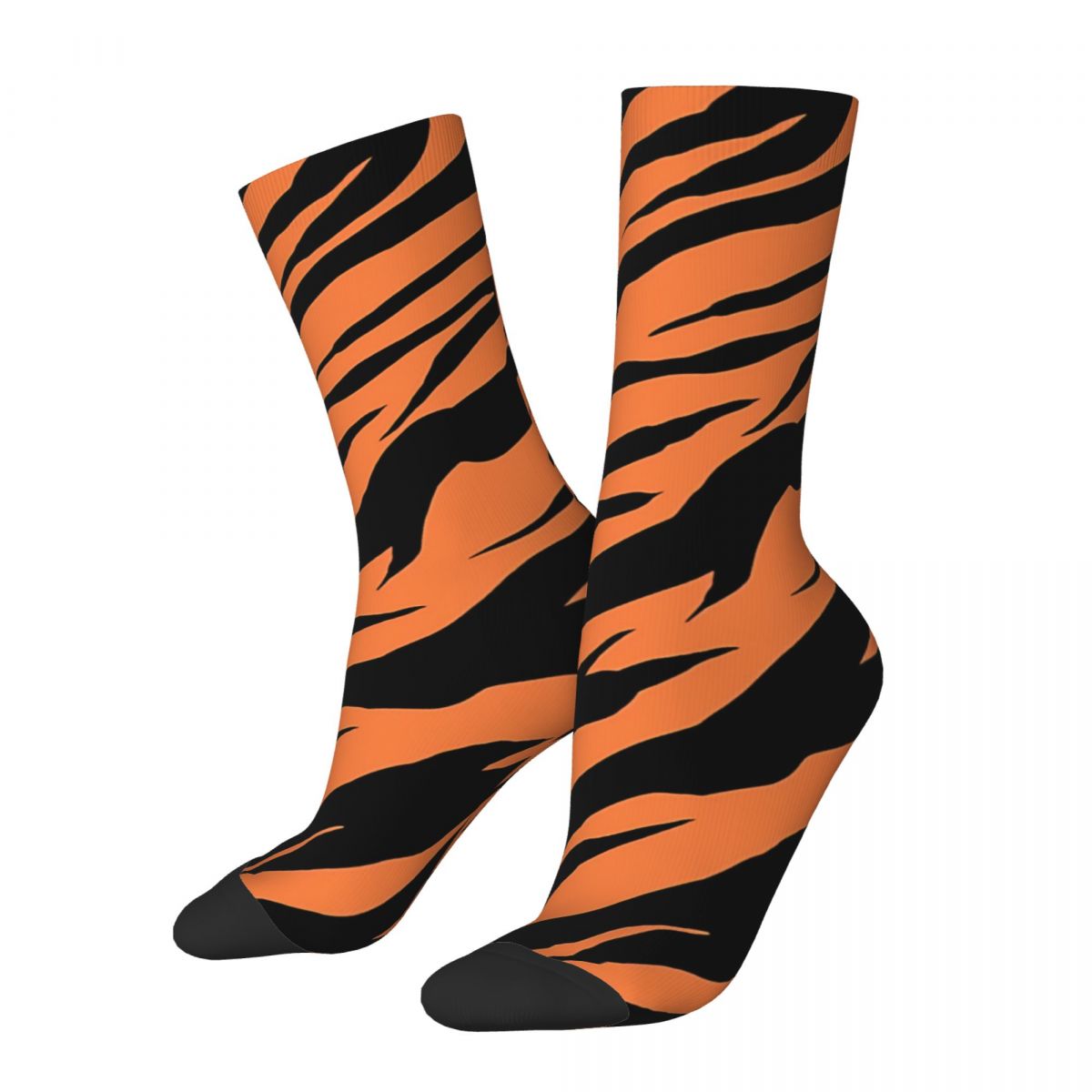 Happy Men's Socks Zebra Tiger Print Orange Retro Harajuku Street Style Casual Pattern Crew Crazy Sock Gift Printed