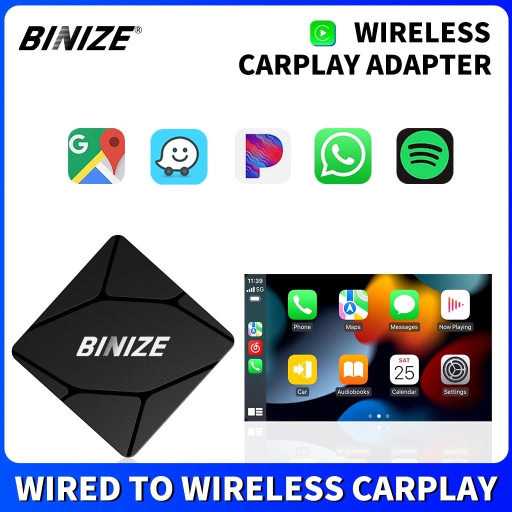Binize Wireless CarPlay Adapter USB Dongle for Factory/OEM Cars Support Wired CarPlay ( Wired to Wirless Carplay Adapter)