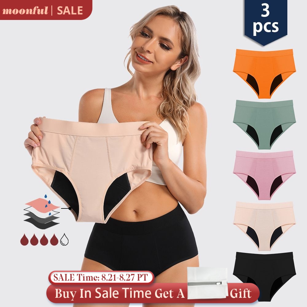 3PCS/Lot Menstrual Panties Woman Very Abundant Flow Menstruation Underwear High Waist Leak Proof Period Panties for Girls Set