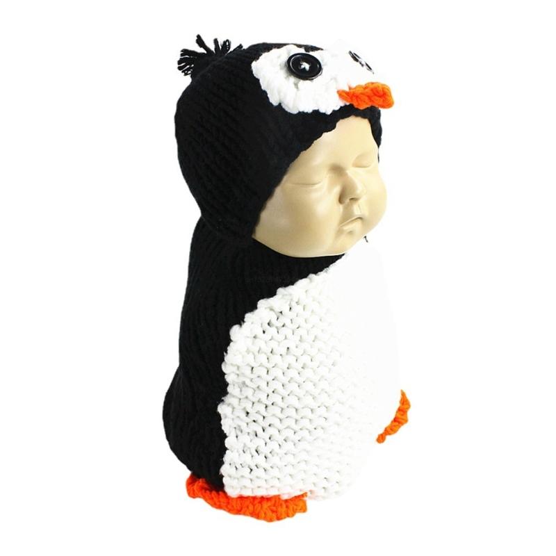 Baby Photography Props Hat Sleeping Sack Penguin Costume Knitted Outfit Clothes