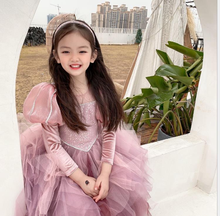 Children's Long Sleeve Dress 2023 Spring New Youth Mermaid Sequin Gauze Princess Dress Autumn Poncho Dress Girls Dress