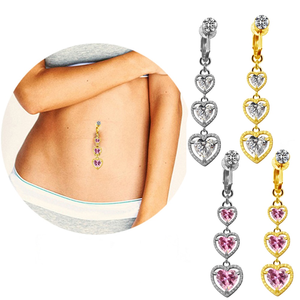 Fake Belly Button Ring Body Piercing Sexy Drop Dangle Body Belly Piercing Fake Belly Piercing Jewelry Navel Ring Clip