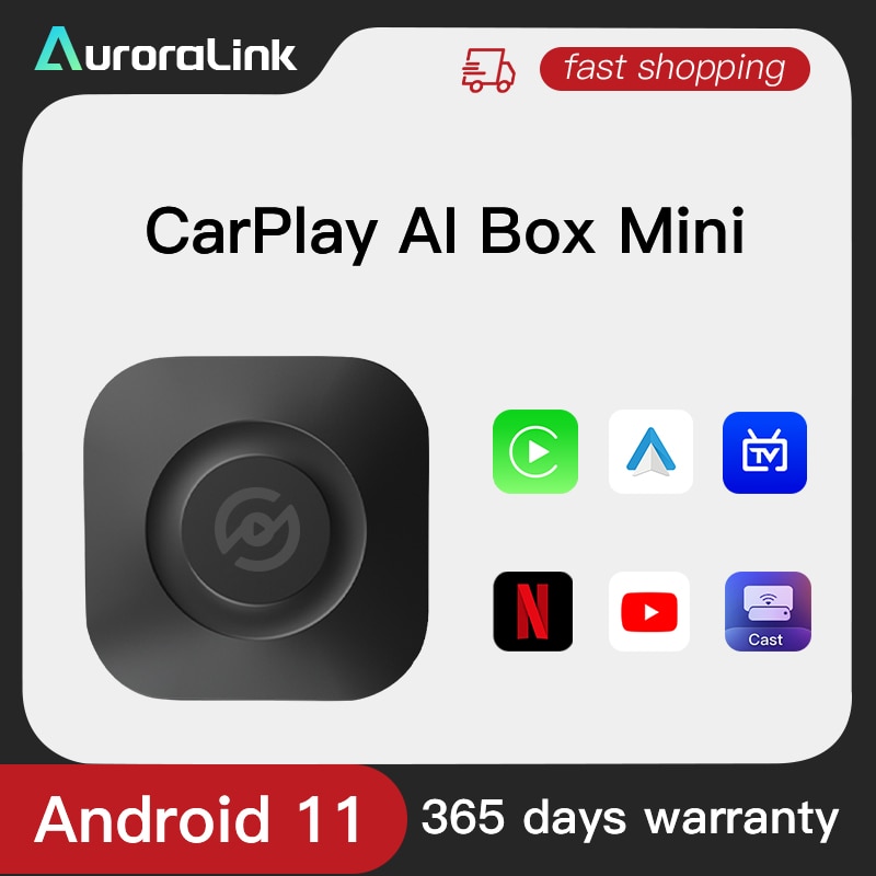 AuroraLink Carplay Ai Box Mini TV Box HDMI Wireless Carplay Android Auto for Audi Benz Toyota for Netflix WorldTV Android 11