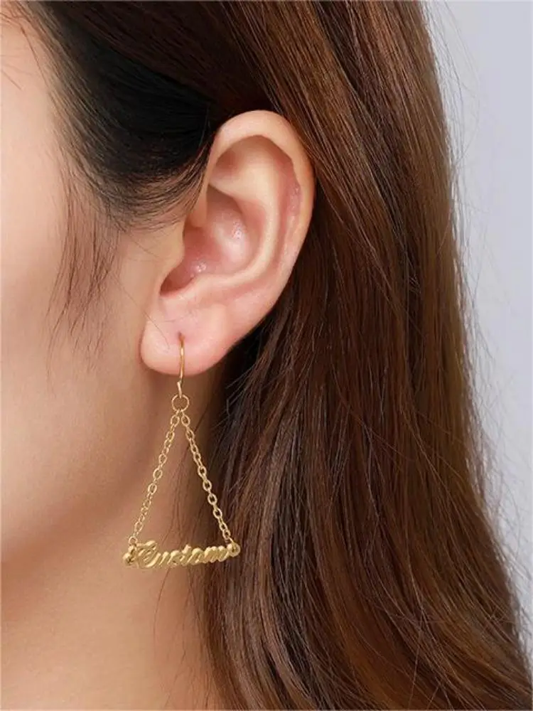 YUKAM Personalized Earrings Women's New Fashion Customized Stainless Steel Custom Name Earrings