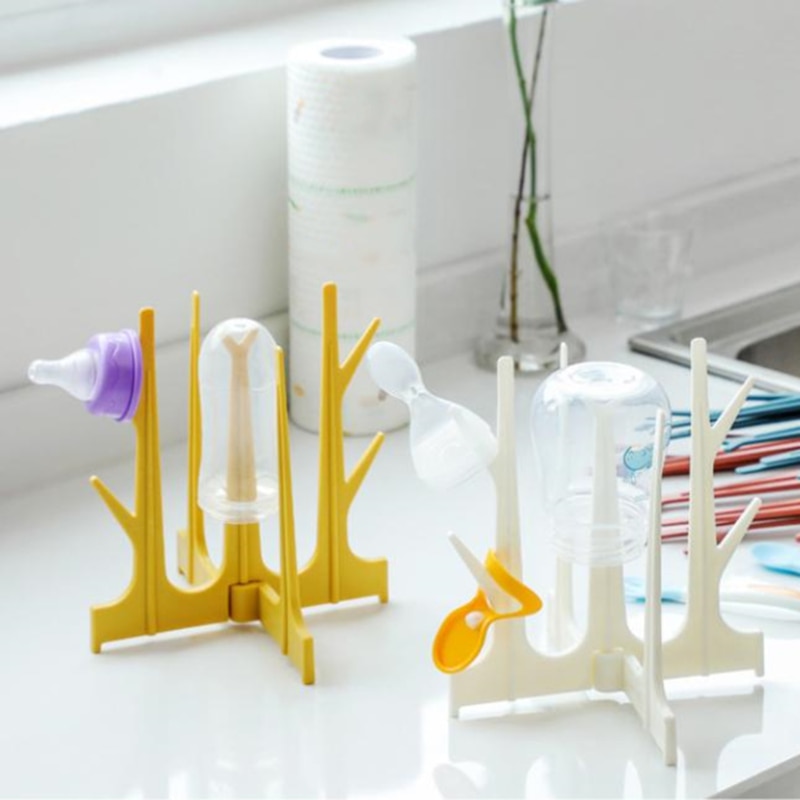 Bottle Drying Rack Baby Feeding Bottles Drain Rack Pacifier Cleaning Dryer Drainer Storage Creative Tree Branch Holder