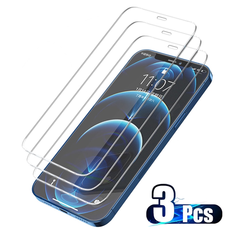 3PCS Tempered Protective Glass for IPhone 13 14 11 12 Pro Max XS X XR Screen Protector Film for IPhone 12 13 Mini 7 8 6 6S SE