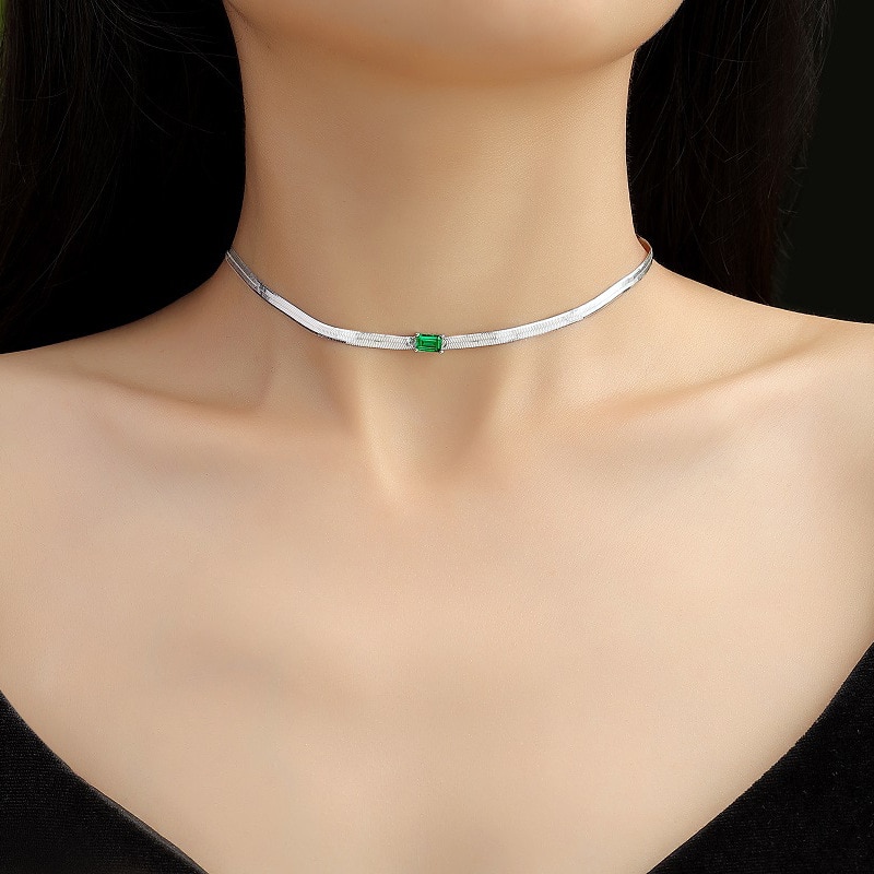 HTOTOH 0.5 Carat Grandmother Emerald S925 Silver Necklace New Fashion Engagement Wedding Fine Jewelry