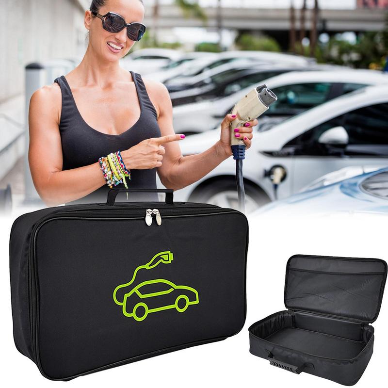 EV Charging Jumper Cables Storage Bag for Tesla Model Y Car Accessories Tools Organizer Electric Auto Storage for Cables Cords