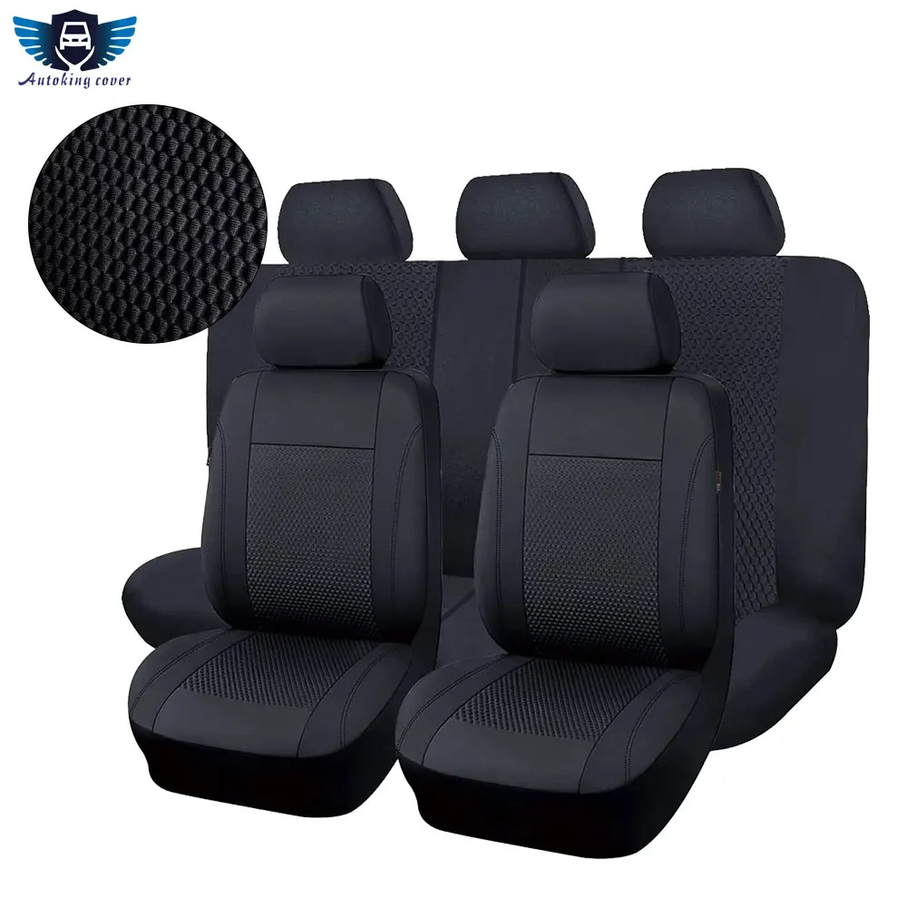Black Universal  Cloth Car Seat Covers Full Set Fit For Most Car Suv Van With Zipper Airbag