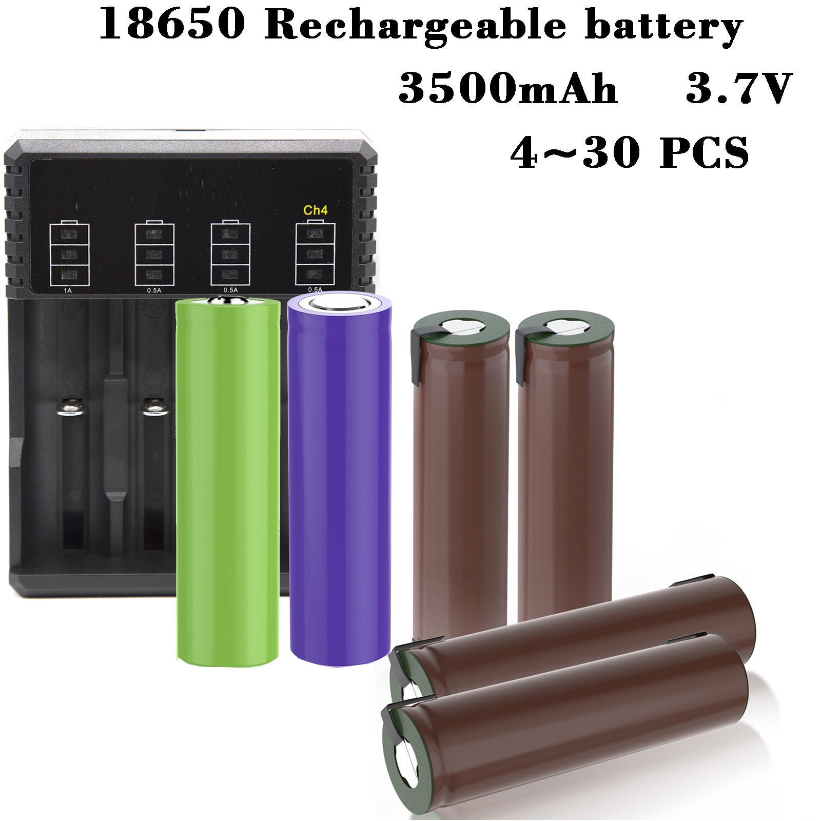3.7V HG2 18650 Battery 3500mAh 18650 HG2 3.7V 30A High Power Discharge Li-ion Large Current Battery for screwdriver + DIY Nickel