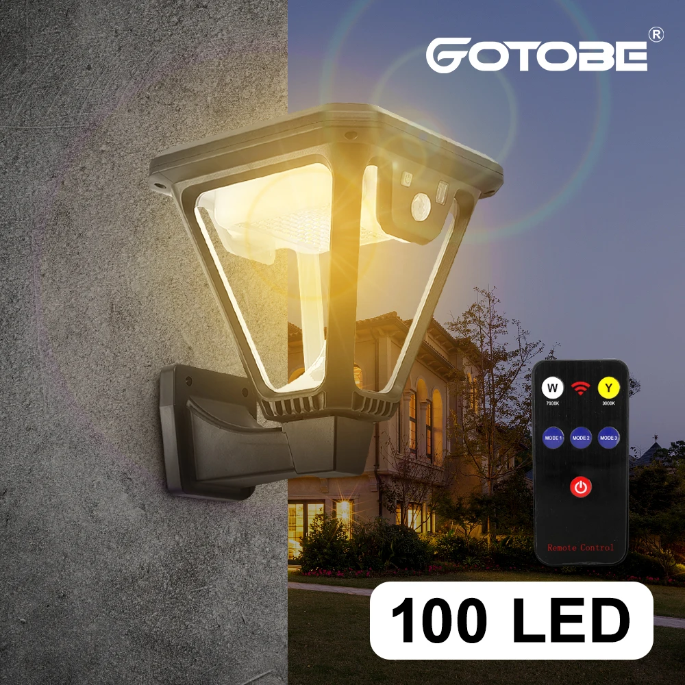 100 LED Solar Lantern Outdoor Solar Wall Lights 2 Color 360° Angle Illumination Solar Moiton sensor