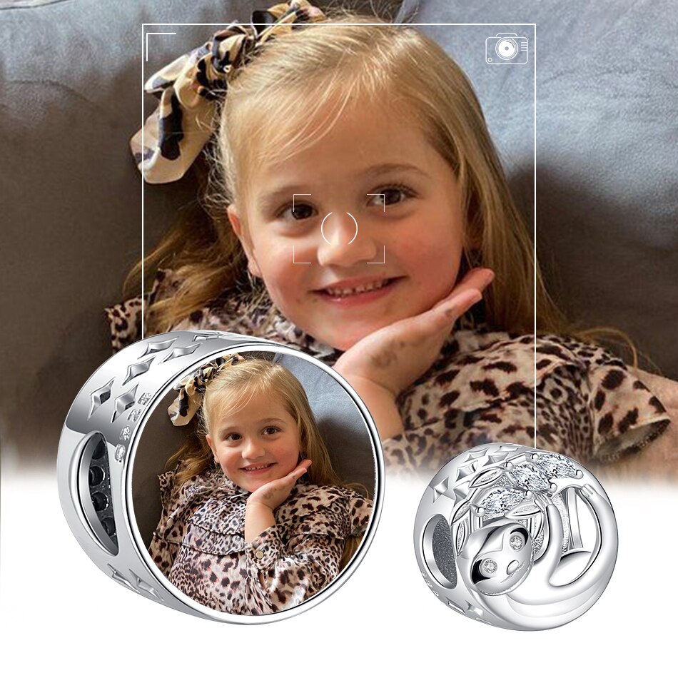 ELESHE Personalized DIY 925 Sterling Silver Baby Sloth Bead Custom Photo Charm Fit Original Bracelet Women Jewelry Accessories