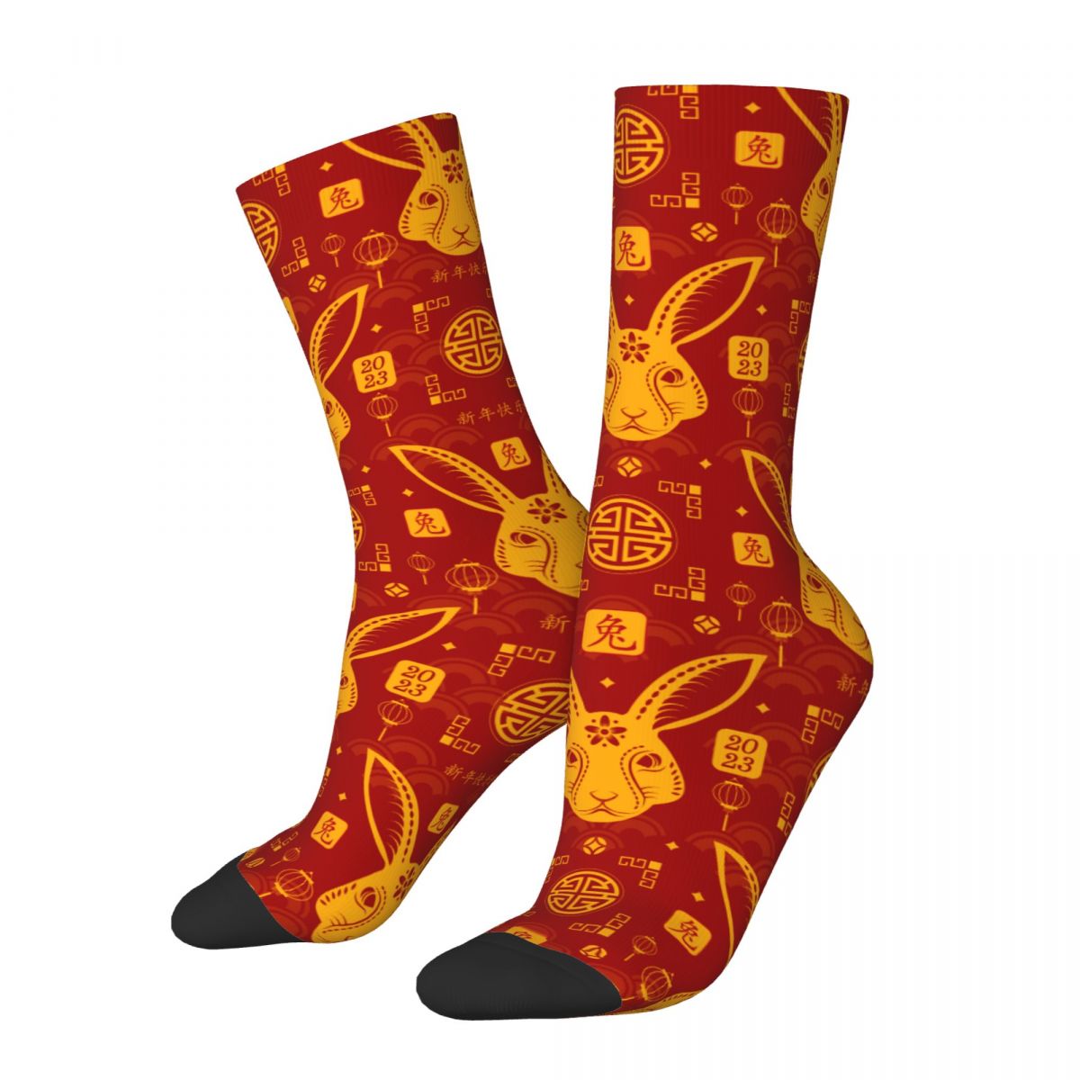 Fashion Women Men Happy Chinese New Year Of The Rabbit 2023 Bunny Crew Socks Accessories Crew Socks Super Soft Best Gifts