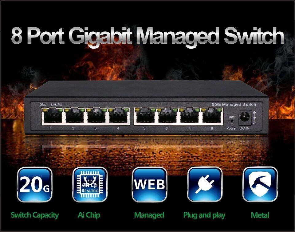 8 Port Gigabit Managed Switch Managed Ethernet Switch with 8 port 10/100/1000M VLAN