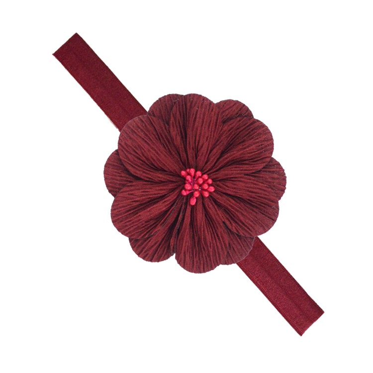 Children's Hair Accessories Pleated Bark Pattern Fabric Flowers Solid Color Stretch Hair Bands Baby Headdress Hair Headband