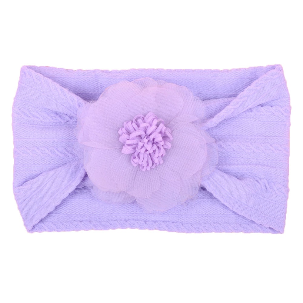 Children's Hair Accessories Jacquard Nylon Mesh Flowers Stretch Soft Wide Hair Band Baby Headband