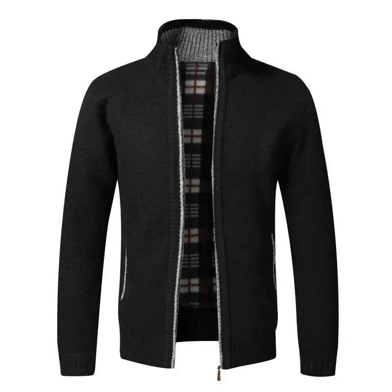 Autumn Winter Warm Cardigan Men Fleece Zipper Sweaters Jackets Mens Slim Fit Knitted Sweatercoat