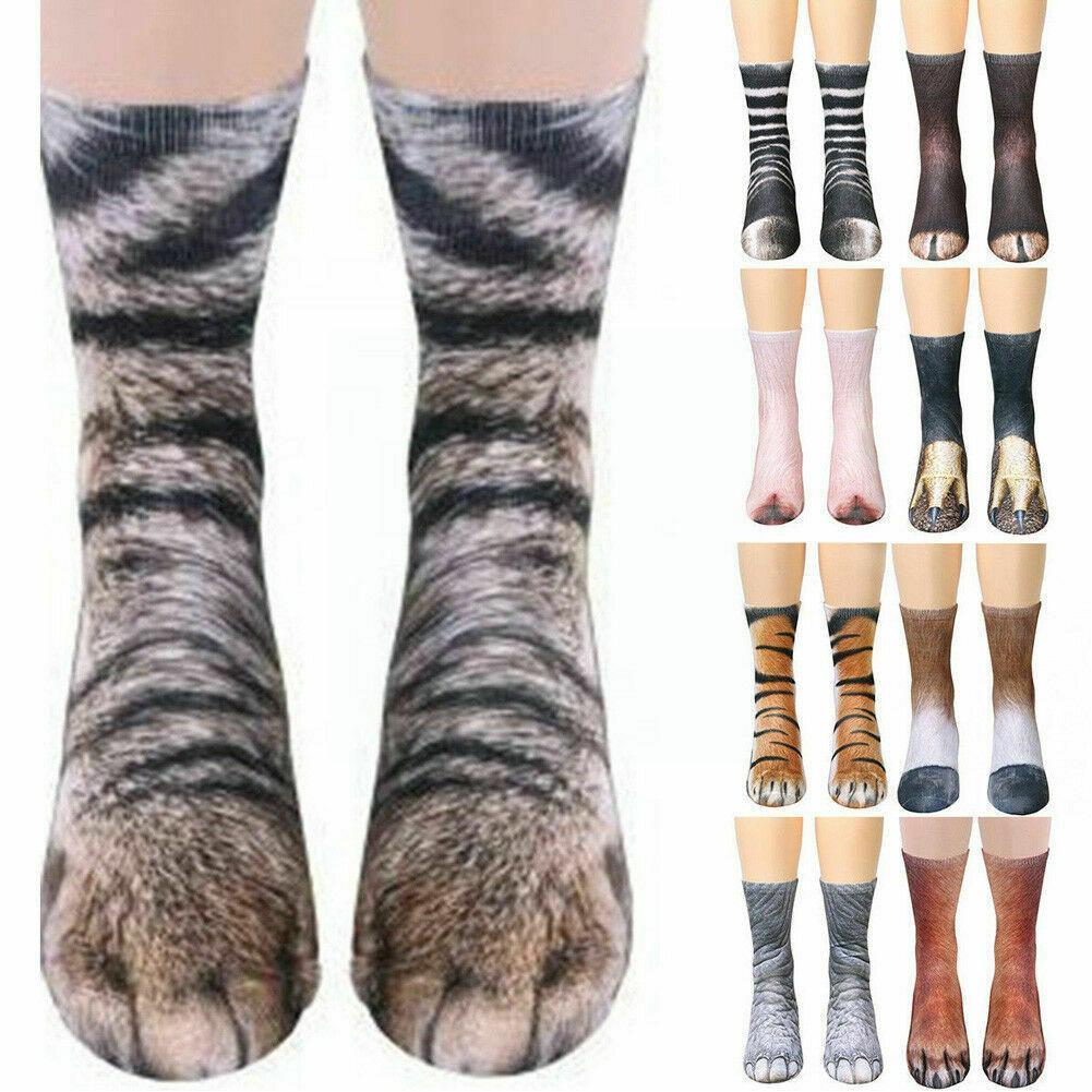 Funny Leopard Tiger Cotton Socks For Women Happy Animal Kawaii Unisex Socks Harajuku Animal Paw Feet Crew 3D Print Foot Soc L1L6