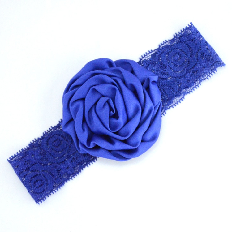 Children's Hair Bands Hair Accessories Flowers Wholesale Vintage Satin Rose Buds with Colourful Stretch Lace Hair Bands