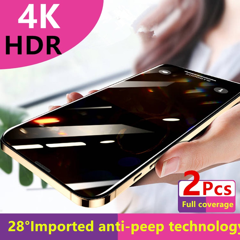 2PCS Anti-Spy Protector Glass for IPhone 14 11 12 13 Pro MAX XS Privacy Screen Protective for IPhone 6S 7 8 Plus X XR SE Film