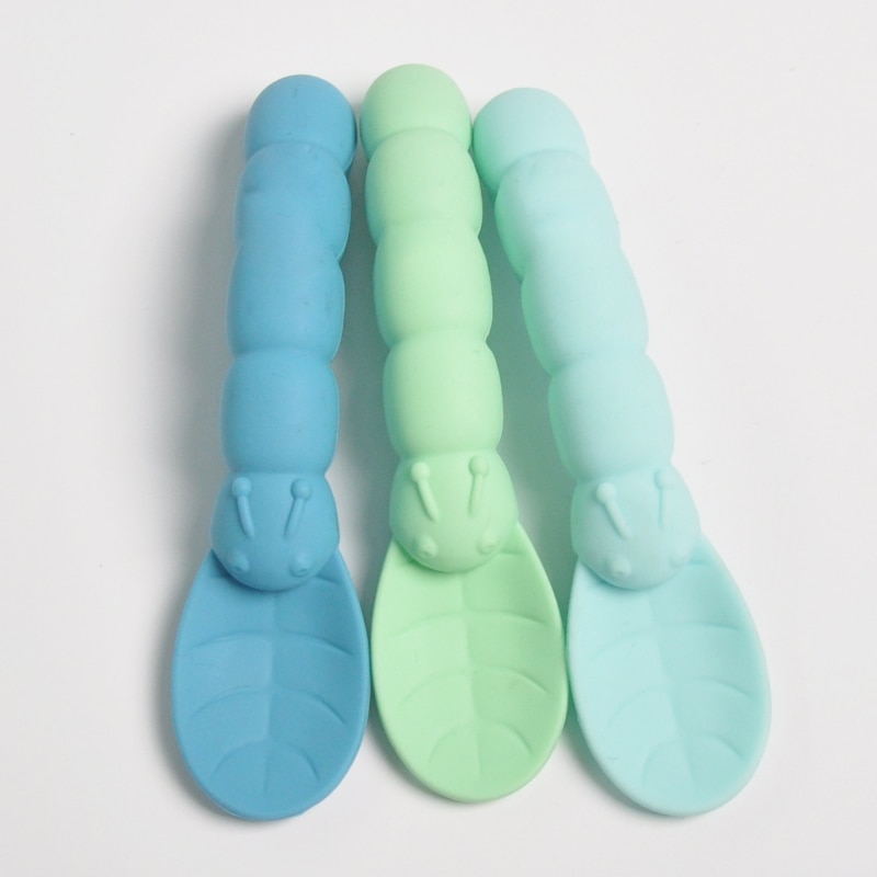 Baby Silicone Spoon Feeding Organic Soft Tip Heat Resistant Easy Clean Non-stick Rice Food Grade Material Handle Toddlers Gifts