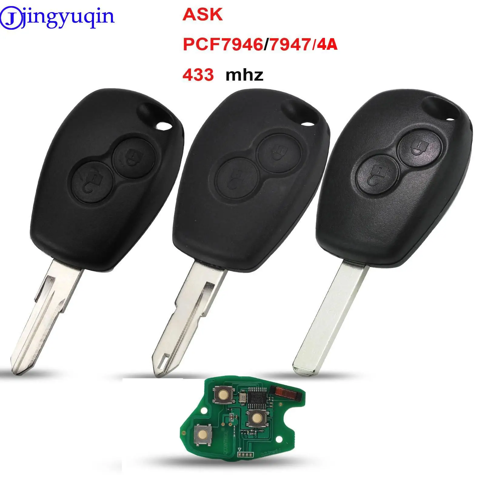 jingyuqin 2 Buttons Remote Key For Renault Duster Modus Clio 3 Twingo DACIA Logan Sandero Kangoo