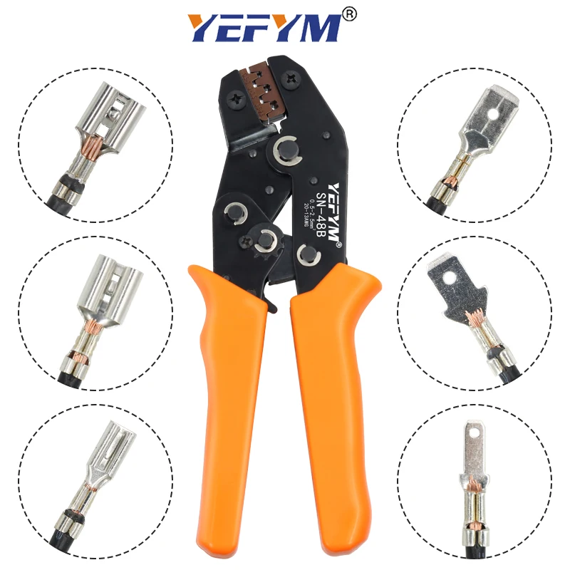 For TAB 2.8 4.8 6.3 Car Terminals SN-48B Crimping Pliers 0.5-2.5mm²/23-13AWG High Precision Jaw Wire