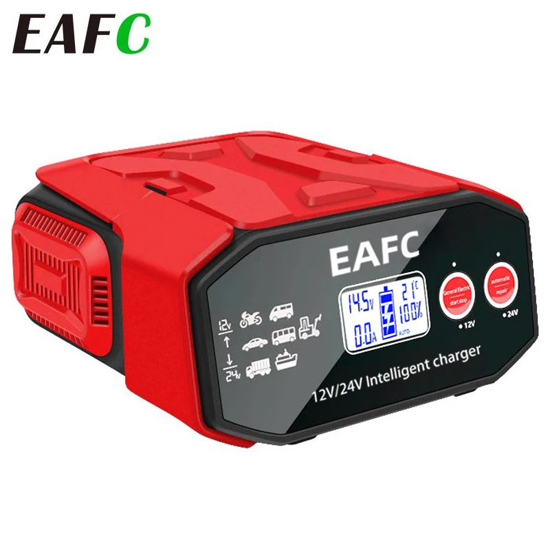 EAFC High Power 400W Car Battery Charger Smart Pulse Repair Lead Acid Battery Digital LCD Display