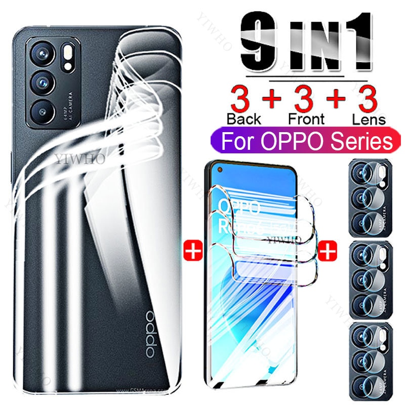 HD for OPPO Reno6 5G Not Glass Soft on For Reno6 Pro 6 Lite 6 Pro Plus 5G Hydrogel Film 9IN1 Screen Protectors+Back Water Gel