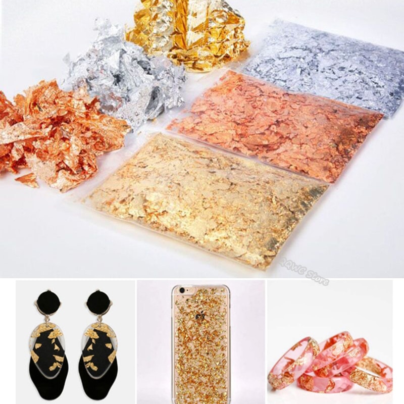 3-10g Shiny Foil Flake Diy Silicone Mold Resin Epoxy Mold Nails Art Decoration Gold Color Foil Fillings for Resin Jewelry Making