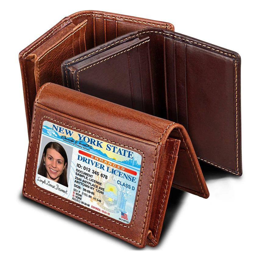 Fashion Mens and Womens Genuine Leather ID Case Business Card Holder RFID Anti-theft Small Wallet