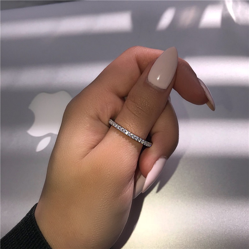 Hot sale Fashion Jewelry Luxury Women Engagement ring 5A Zircon 5A Zircon stone 925 sterling Silver Wedding Band Ring Gift