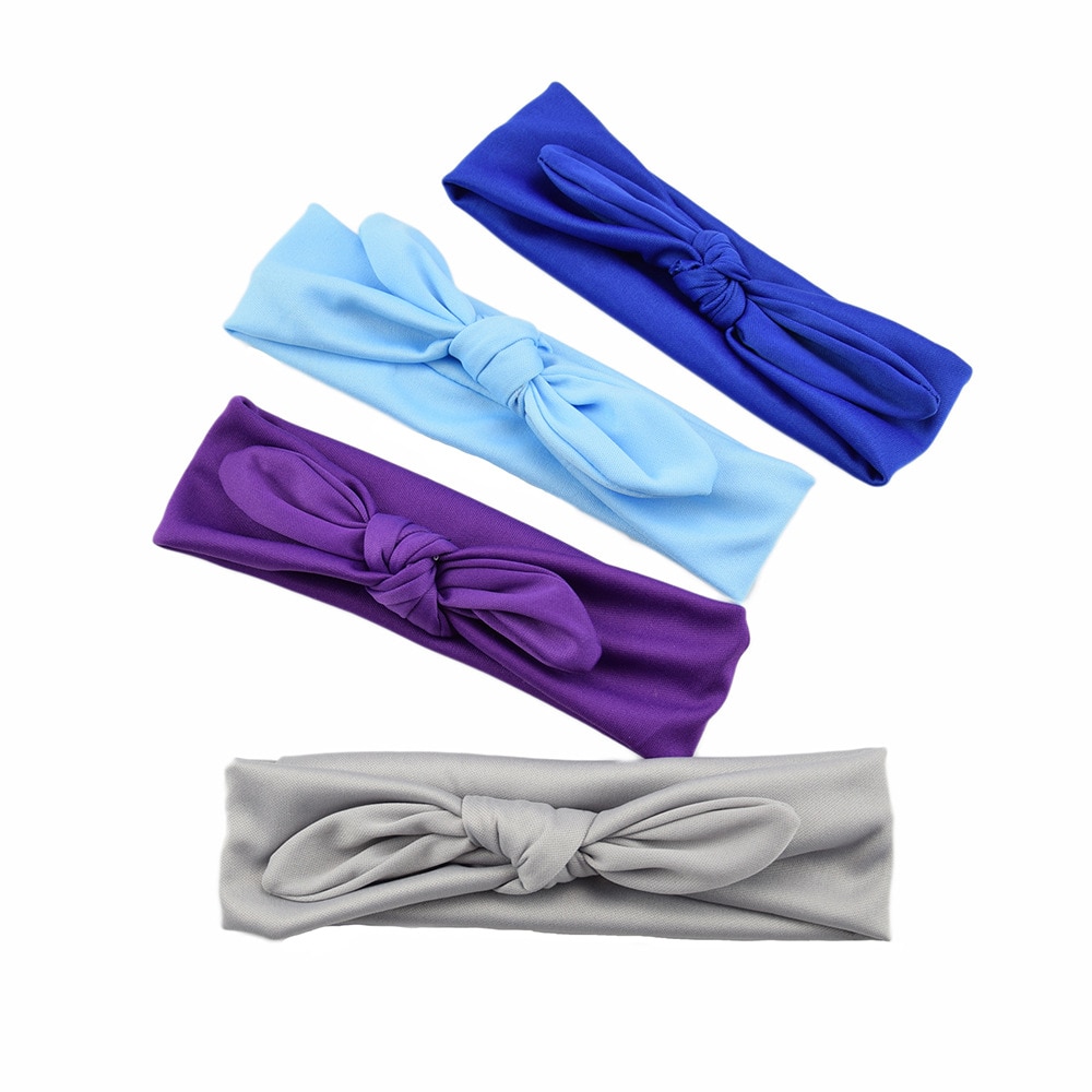 1PCS 25 Colors Solid Elastic Baby Girls Bowknot Headband Rabbit Ears Bows Newborn Toddler Stretchy Headwraps Birthday Gifts