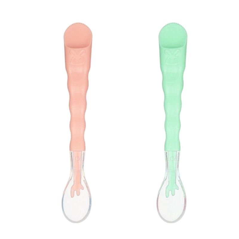 Baby Spoon with Double Silicone Spoon Babies Soft Spoons Training Spoons Quality Silicone&PP Made for Mom Use