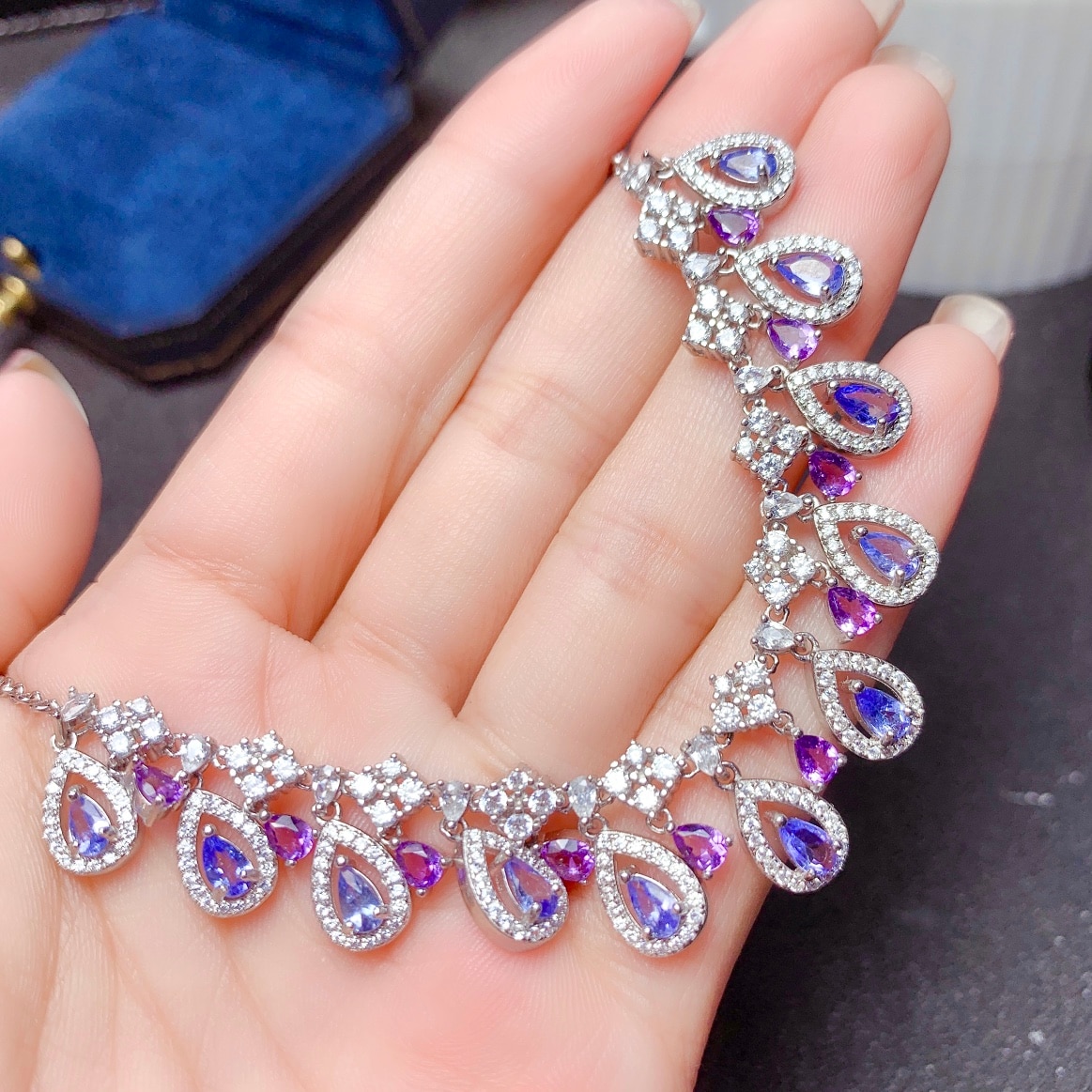 Amethyst Tanzanite Silver 925 Jewelry free Shipping Pendant 925 sterling Silver Women's Luxury Women's Necklace Christ