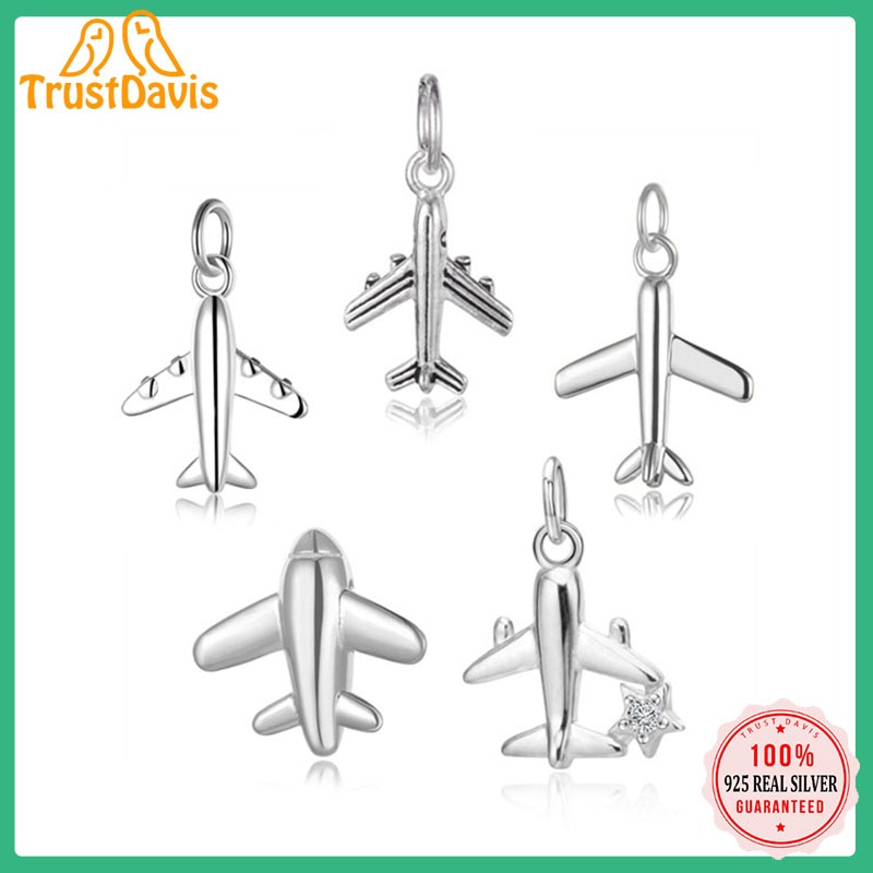 TrustDavis Real 925 Sterling Silver Vintage Necklace Bracelet Pendant Fine Plane Pendant Handmade DIY Accessories Jewelry HY300A