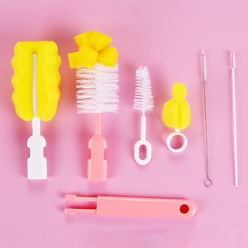 6Pcs Pacifier Brush High Density Sponge Baby Supplies Removable Kitchen Clean Tool 360° Cleaning Tools Sponge Cleaner