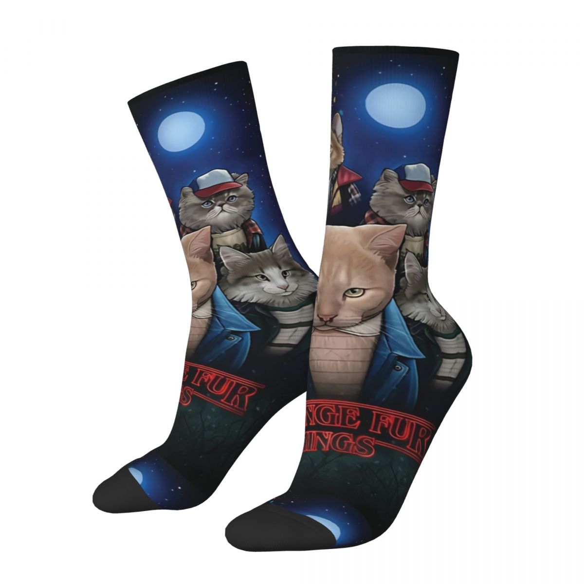 Cats Stranger Things Kawaii Drawstring Socks Shopping Cartoon Pattern Socks harajuku Men Happy hip hop
